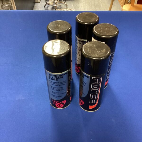 Three cans of Force Rope & Chain lubricant for wire ropes.