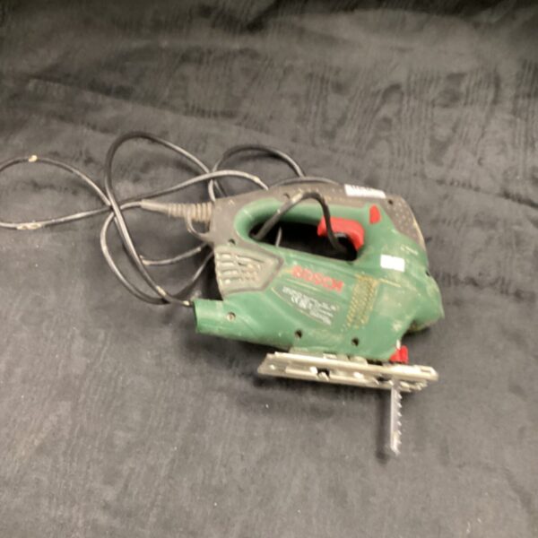 Vintage Bosch jigsaw power tool for woodworking projects.