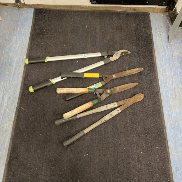 Bypass garden loppers with grey handles and silver blades.