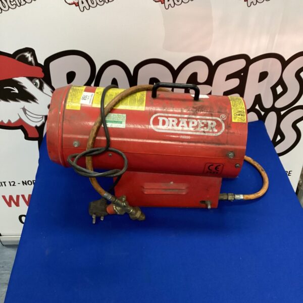 Draper PSH35 space heater for workshop use, showing front view.