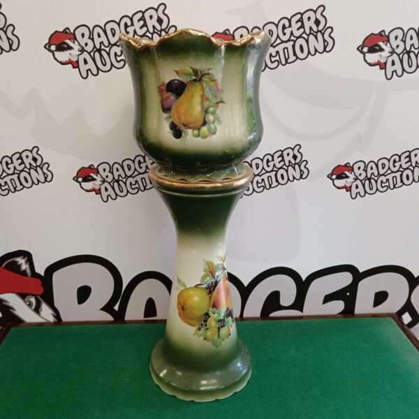 Vintage Staffordshire jardiniere with floral design and rich colours.