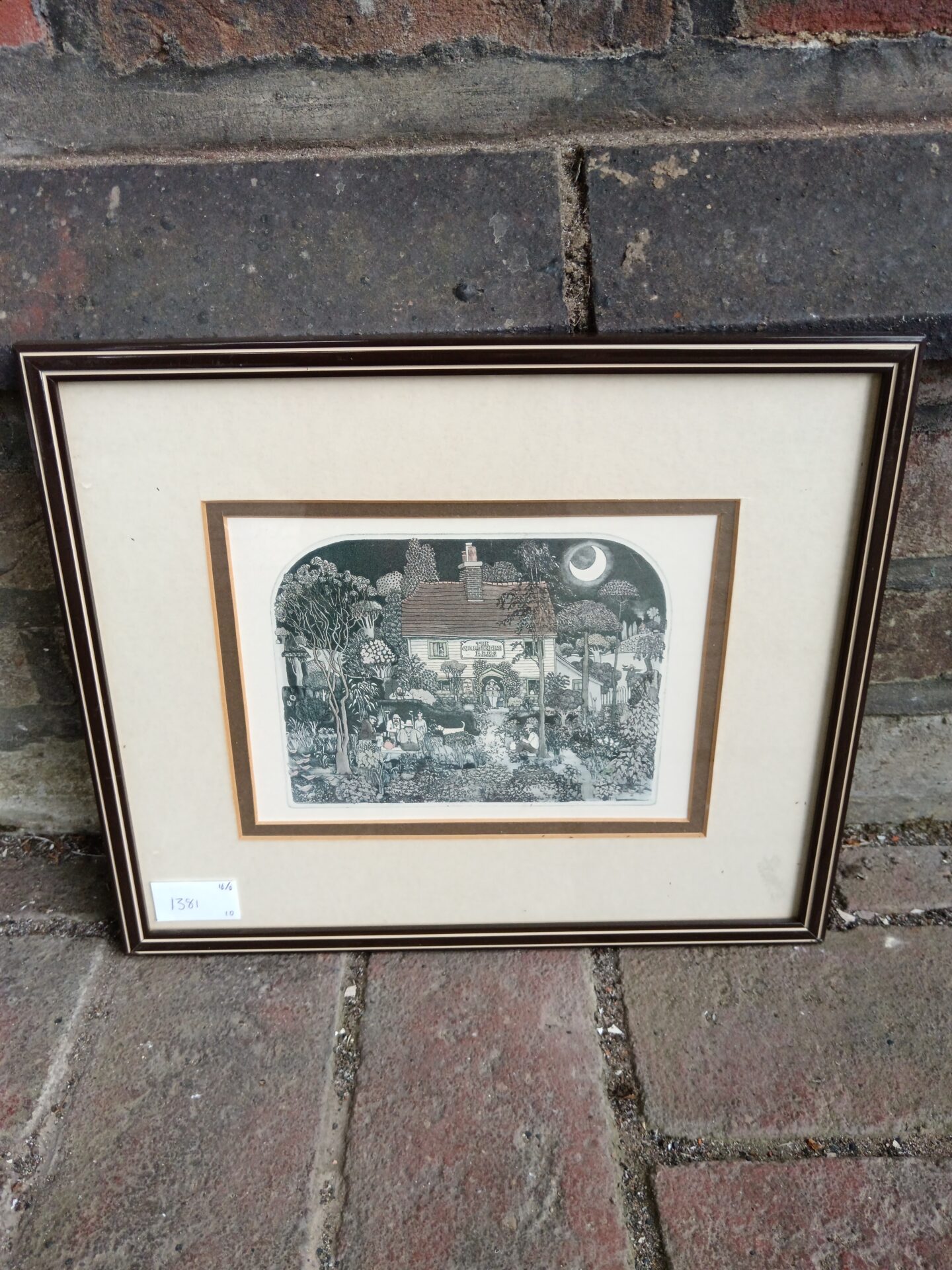 699 graham clarke 20th century art print of the gardeners arms by moonlight
