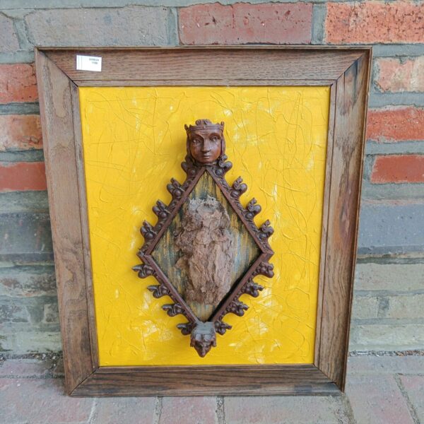 Audrey Dawidowski Dorian Gray carving on canvas, vintage portrait art.