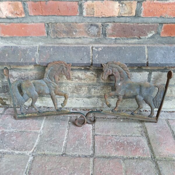 Pair of cast iron horse flower basket hangers