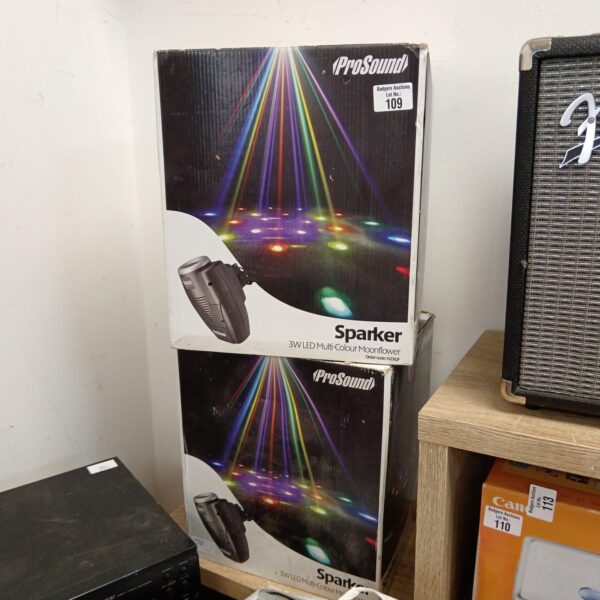 Pair of prosound 3w led multi coloured moonflower disco lights