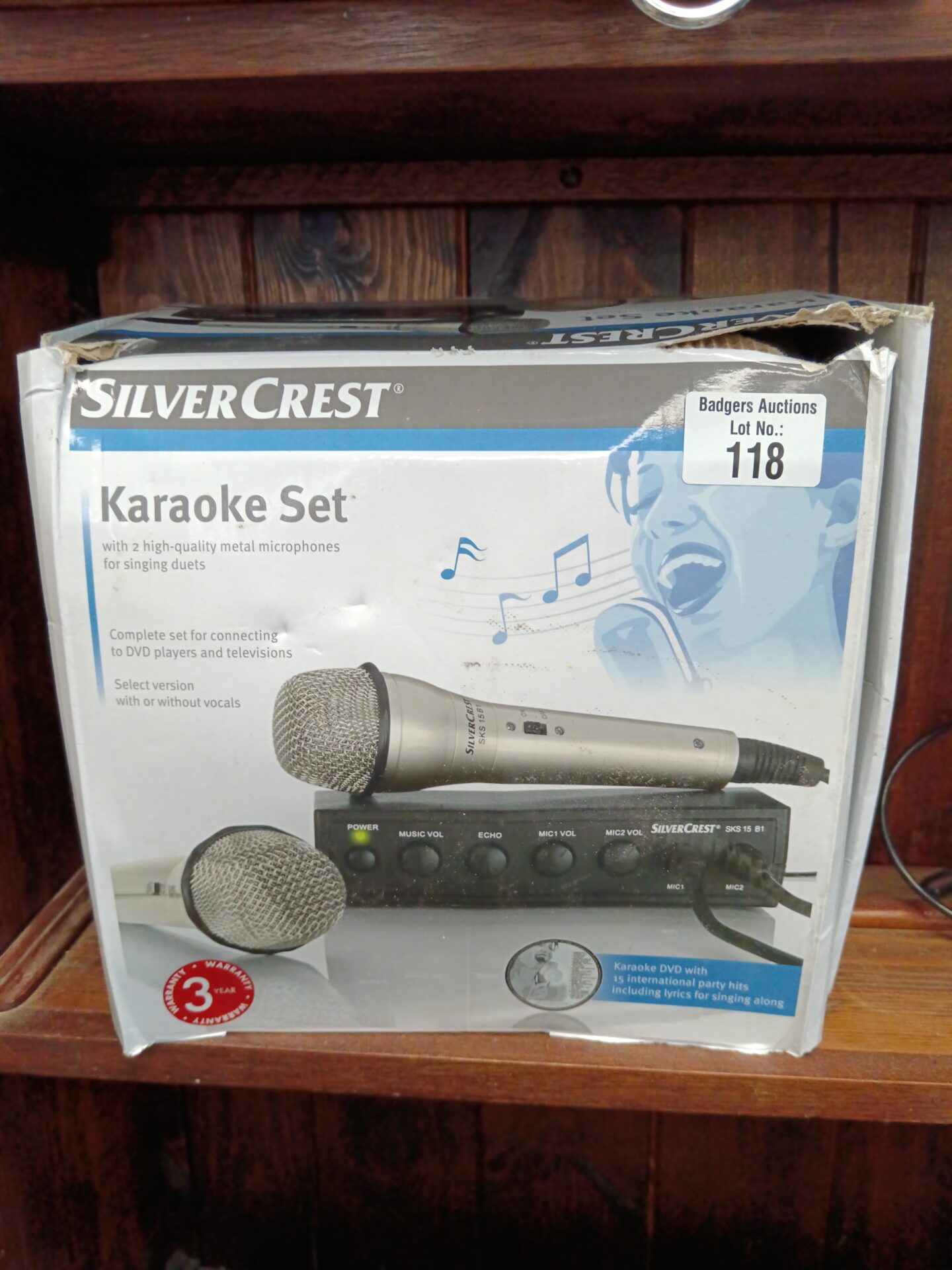 118 Silverline karaoke set with 2 mics