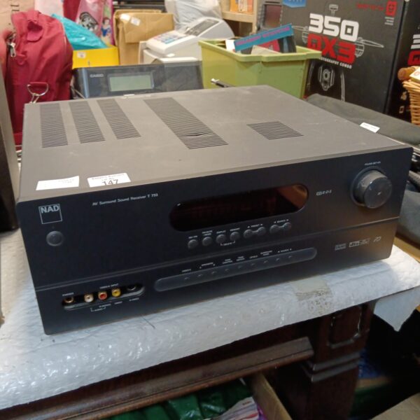 Vintage Nad T 753 AV surround sound receiver in black.