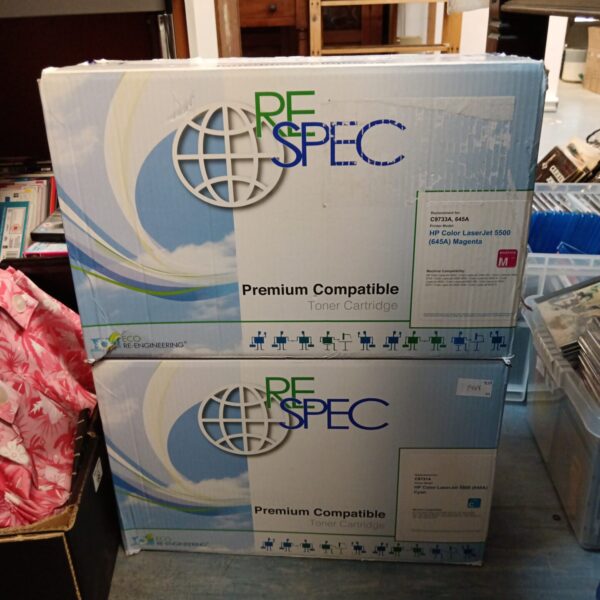 Respec HP Colour LaserJet 5500 cartridges in packaging.