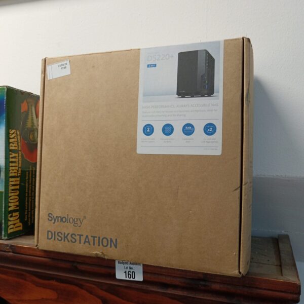 Synology ds220 disk station in original packaging for network storage.