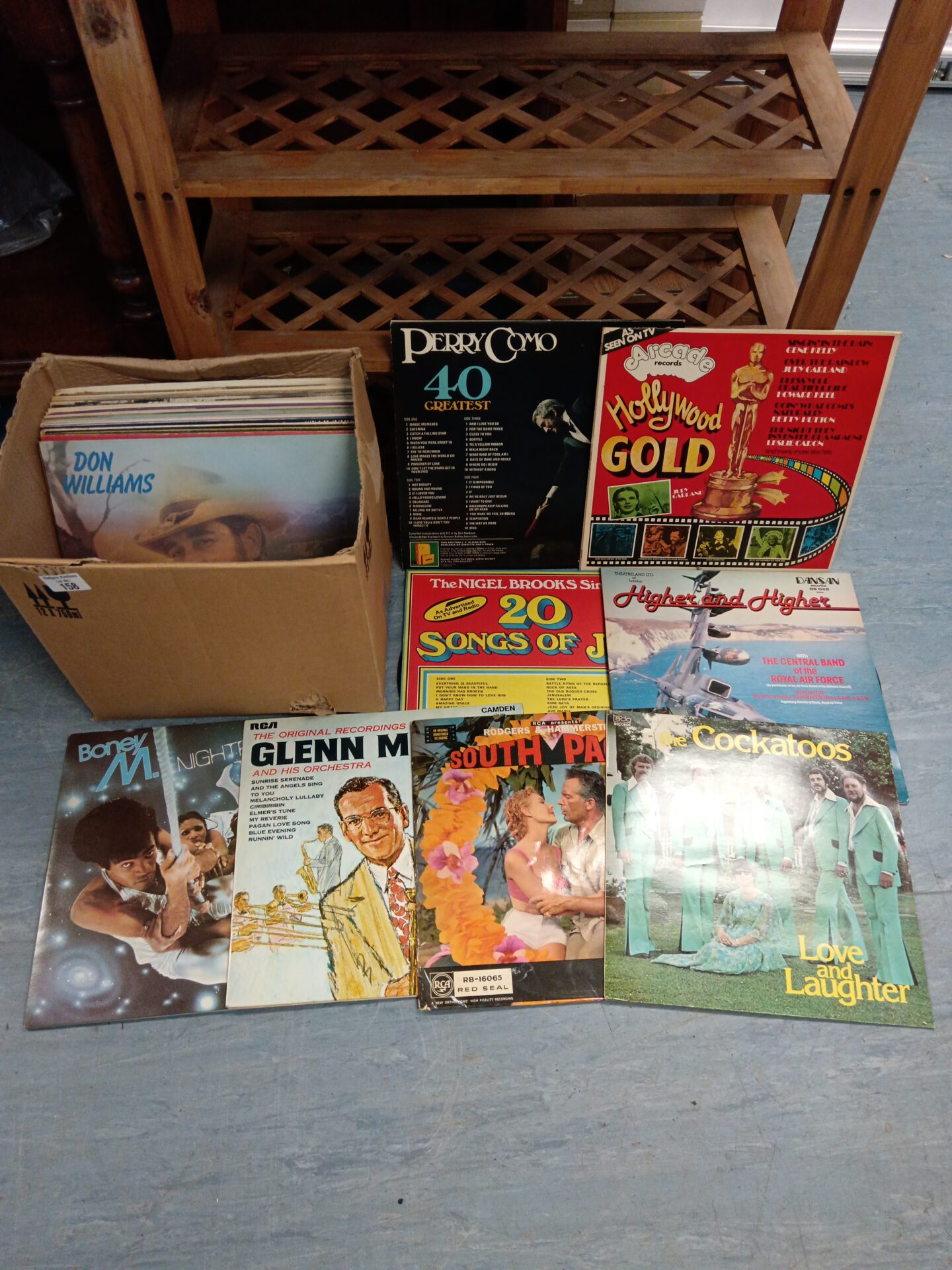 158 Box of 12″ vinyl records including boney m