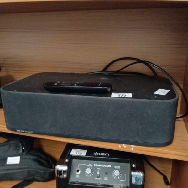 Black Sky Devialet speaker system with remote control.