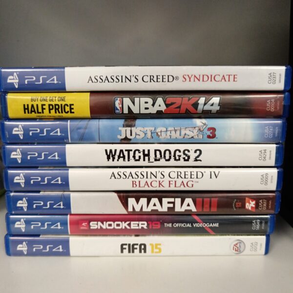 Playstation 4 games bundle featuring Assassin's Creed and other titles.