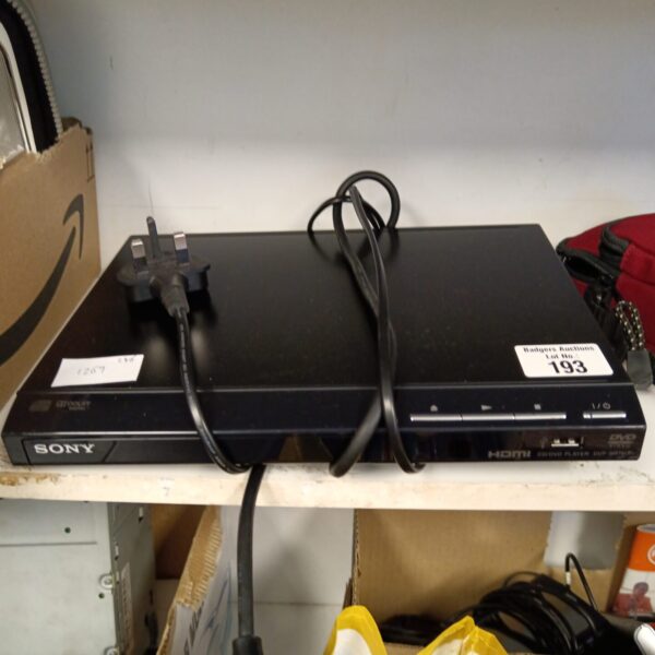 Black Sony DVD player model dvp-sr760h with HDMI connection.