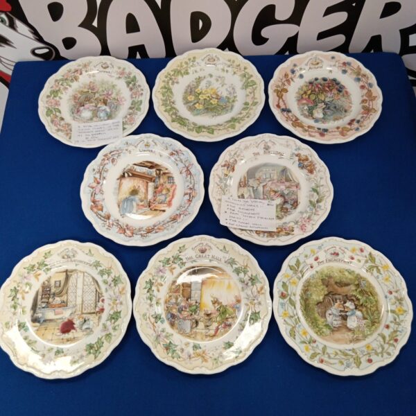 Royal Doulton Brambly Hedge plates collection displayed for sale.