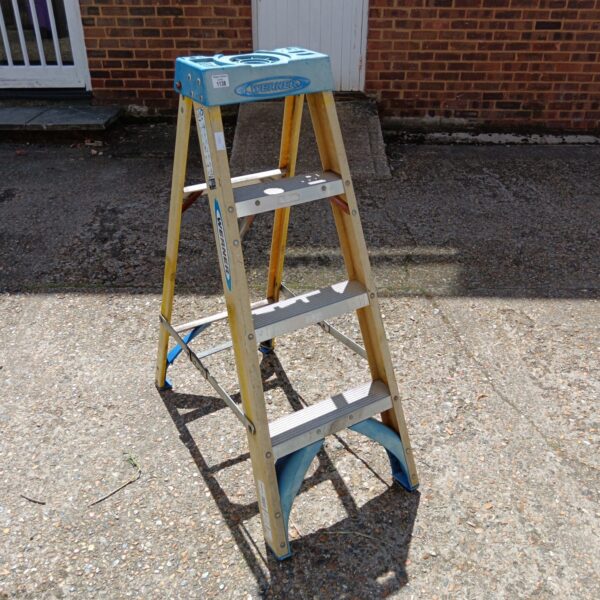Werner 4-rung aluminium step ladder for household use.