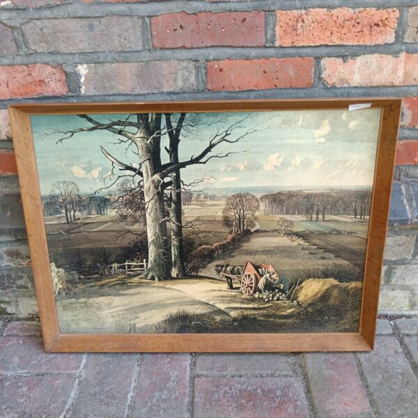 Vintage Rowland Hilder farming print depicting a rural countryside scene.