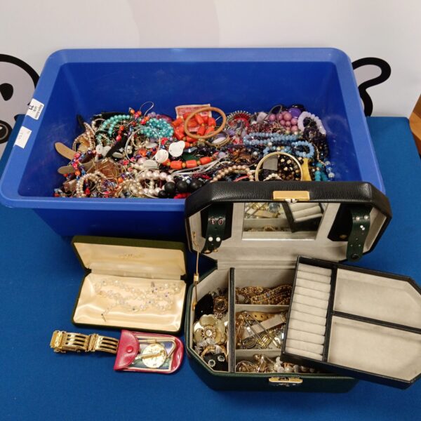 Large mixed jewellery lot with watches and assorted fashion accessories.