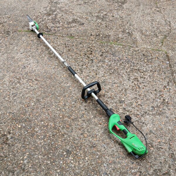 Florabest electric pole hedge cutter for garden maintenance.