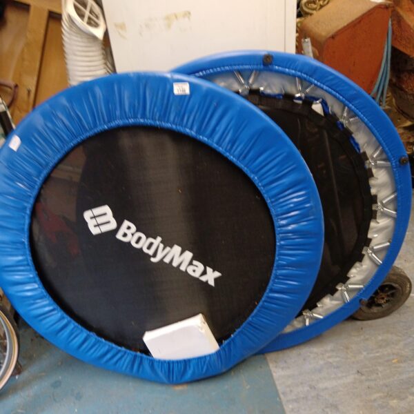 Blue Bodymax fitness trampoline for rebounding exercise.