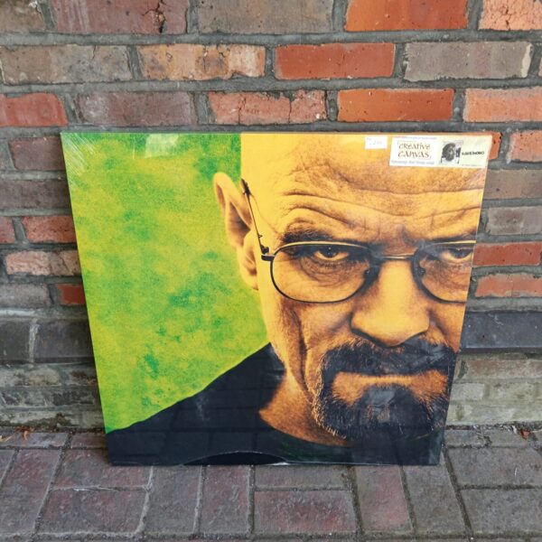 Striking Walter White canvas print from Breaking Bad, a pop culture art piece.
