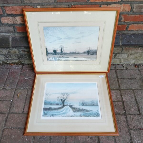 Pair of Peter Hayman country landscape prints in frames.