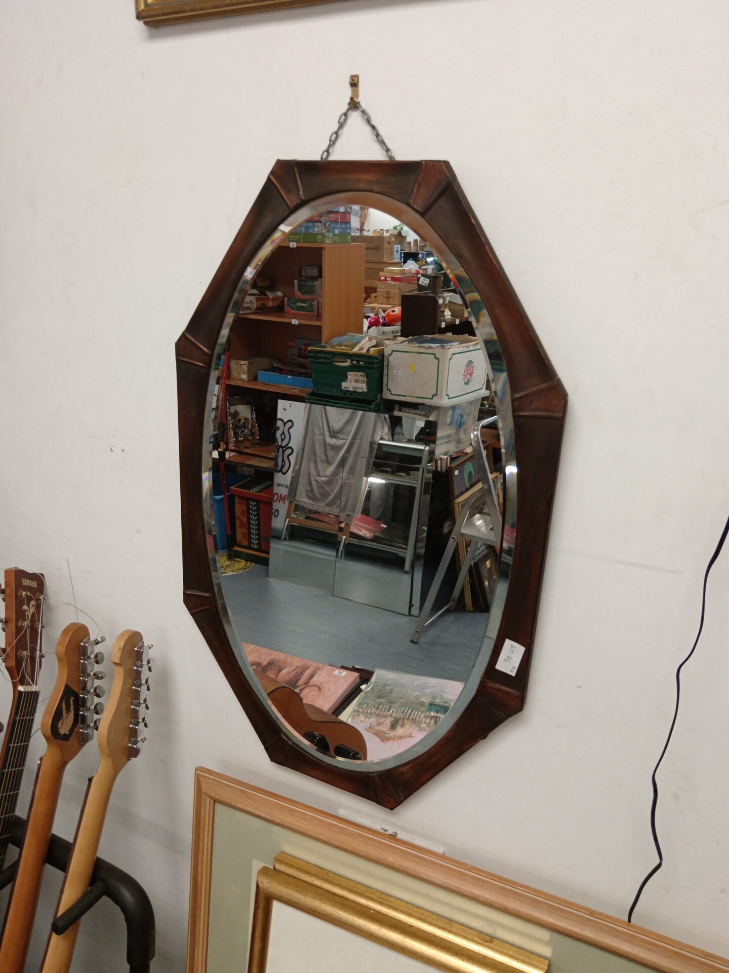 696 Vintage copper bevel edged mirror