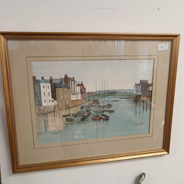 Watercolour painting of Whitby Harbour by Jane Pearson.