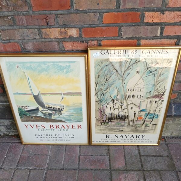 Vintage Yves Brayer gallery print with gilt frame.