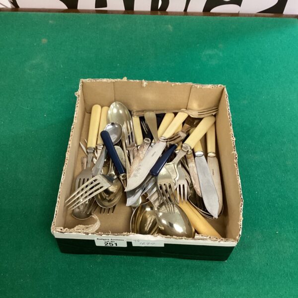 Vintage bone handled cutlery set with silver plate detailing.