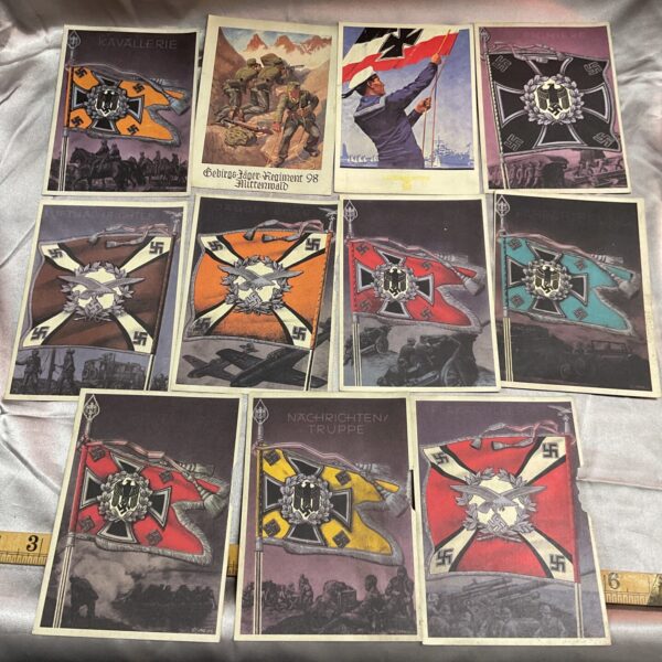 Lot of WWII German propaganda postcards with swastika imagery.