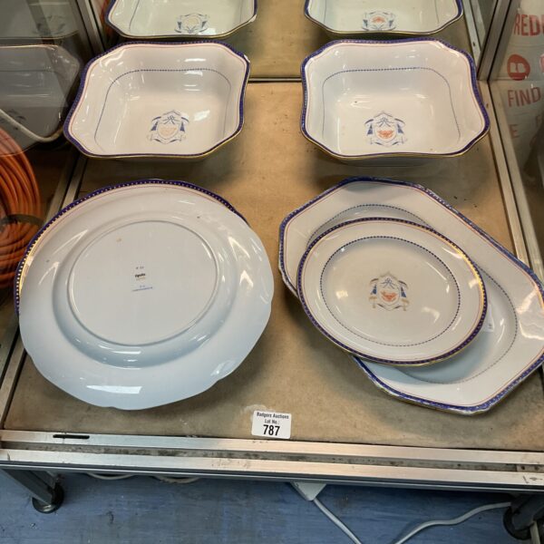 Vintage Spode Independence dinner plate with blue and white transfer print.