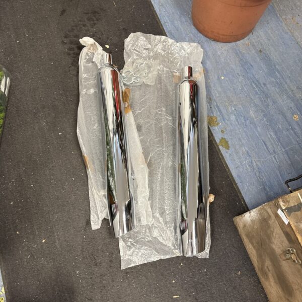 Chrome Harley Davidson Vance & Hines exhaust tailpipes for sale.