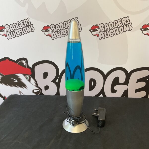 Vintage lava lamp with flowing wax and retro aesthetic.