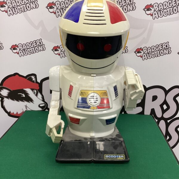 Vintage Scooter 2000 RC robot toy in red and white.