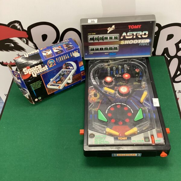 Vintage lot of Space Quest and Tomy Astro Shooter pinball games.