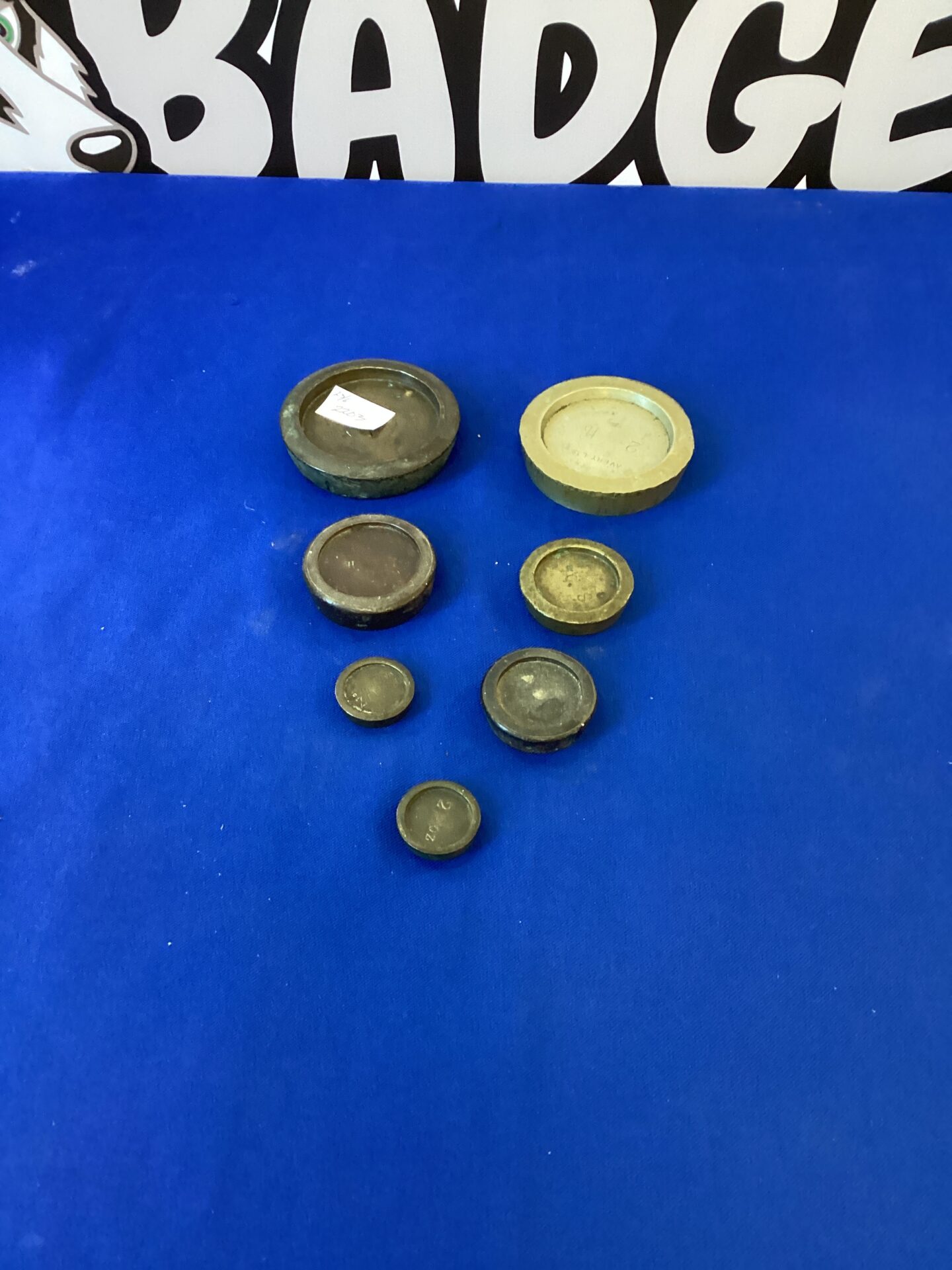 277 Seven vintage Brass Weights