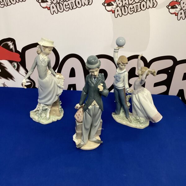 Lladro Charlie Chaplin porcelain figurine, detailed collectible statue.
