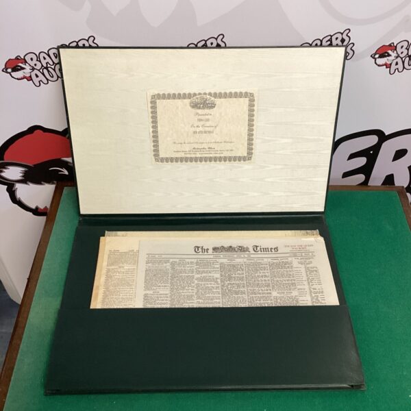 Vintage 1926 Times newspaper presentation folder, historical ephemera.