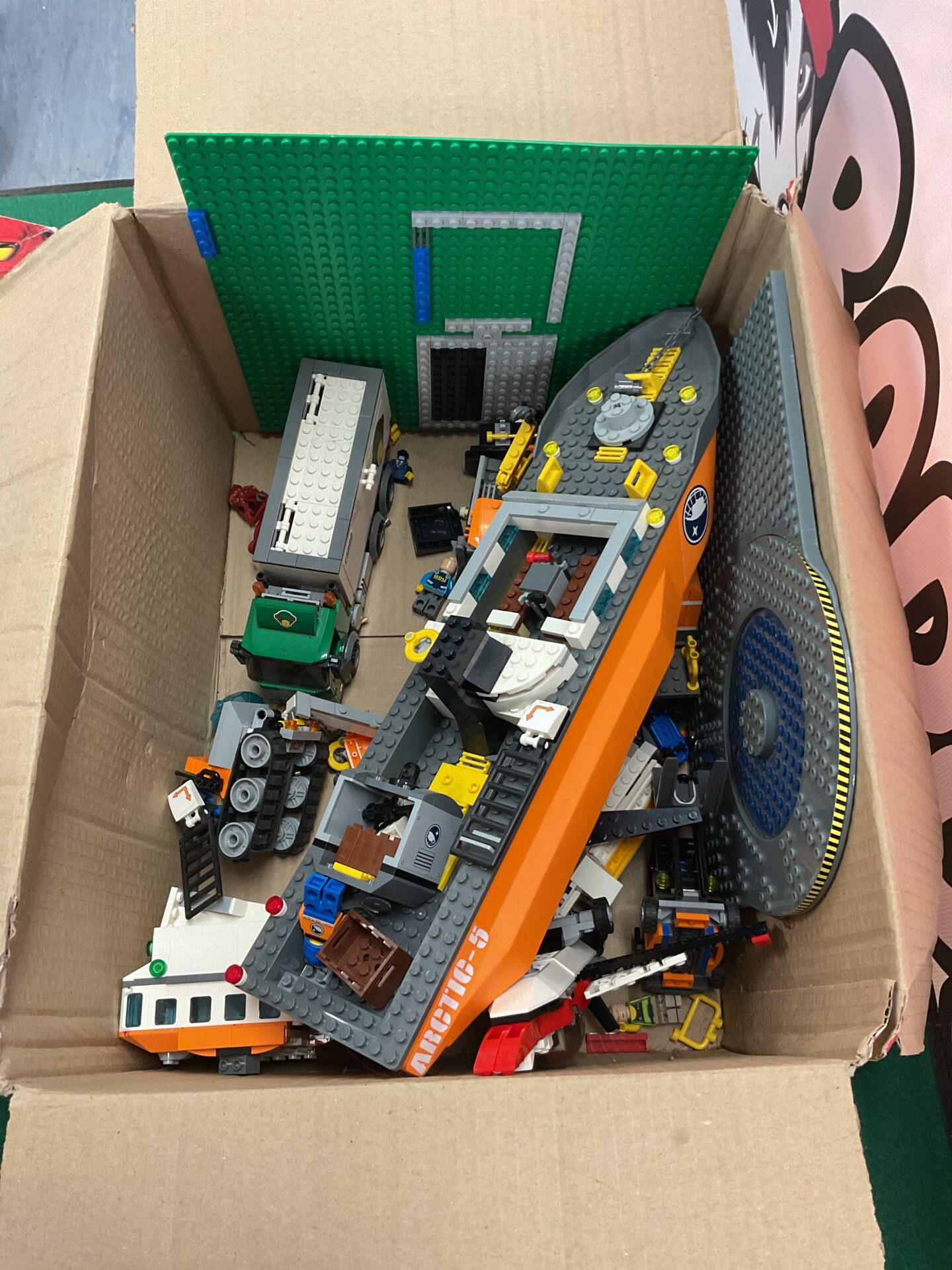 363 Box of assorted lego with empty ninjago board game box