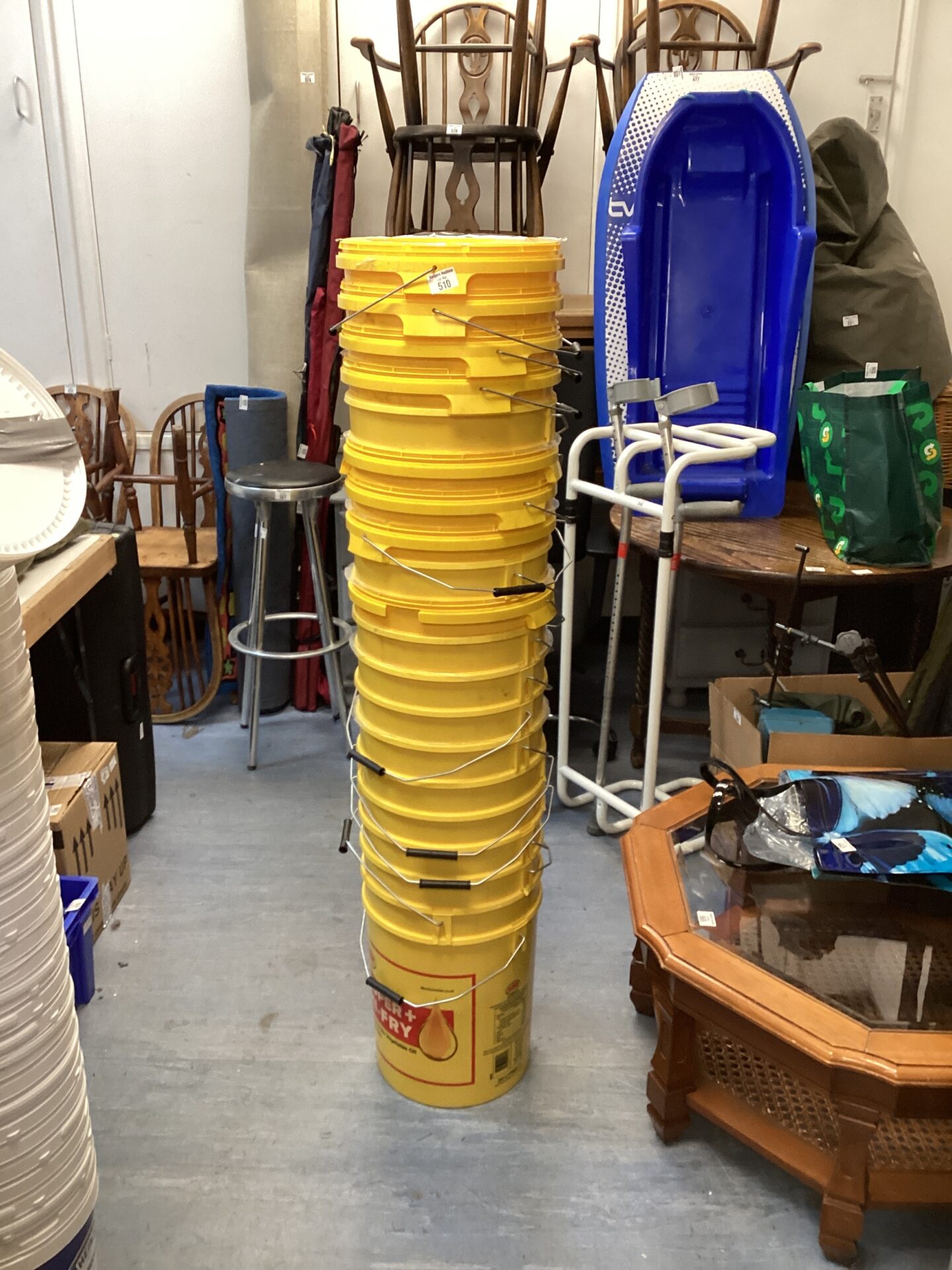 510 Bundle of yellow super hi-fry 20ltr buckets No lids