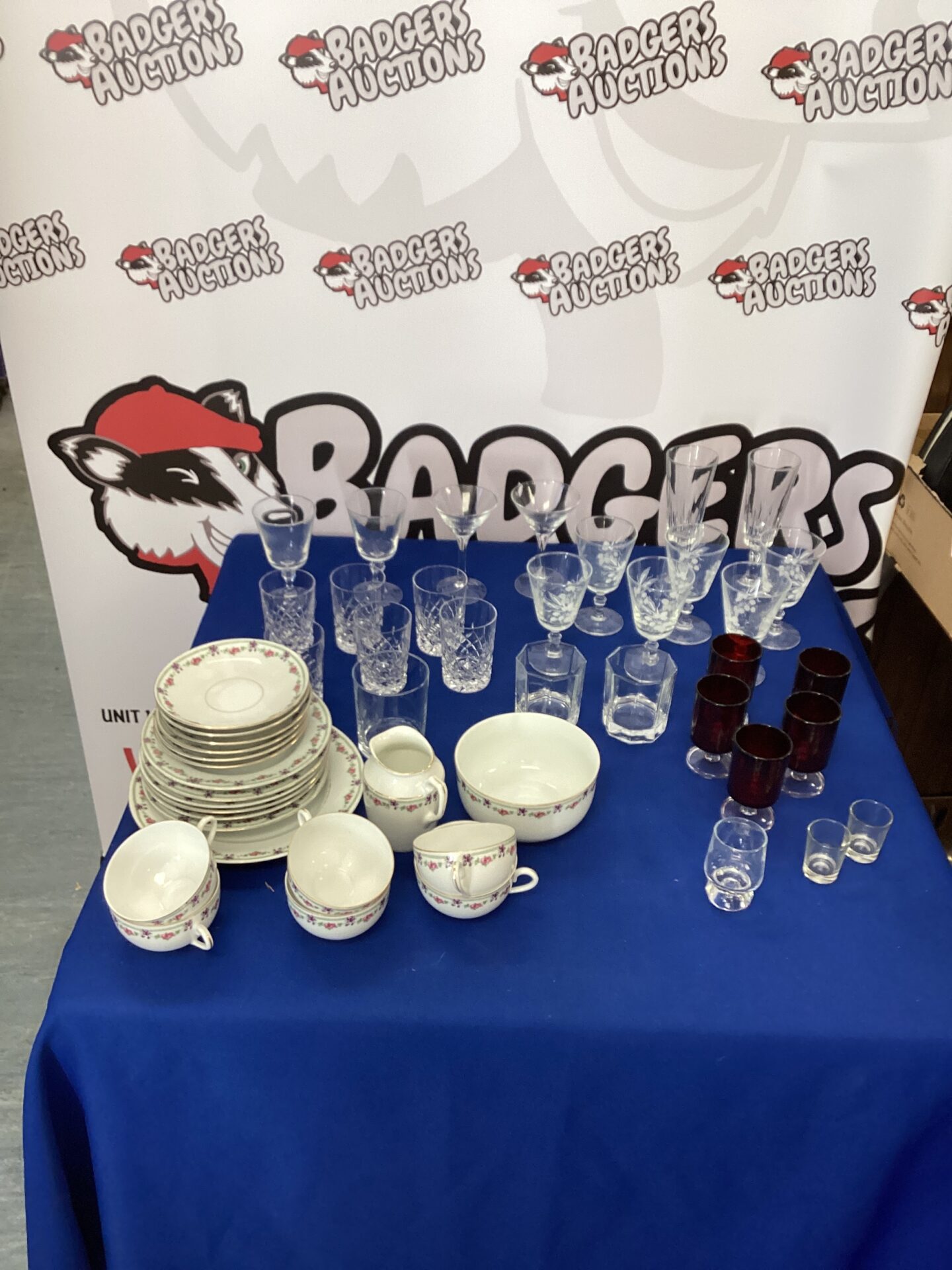 317 Box of mixed glassware and A China Tea Set
