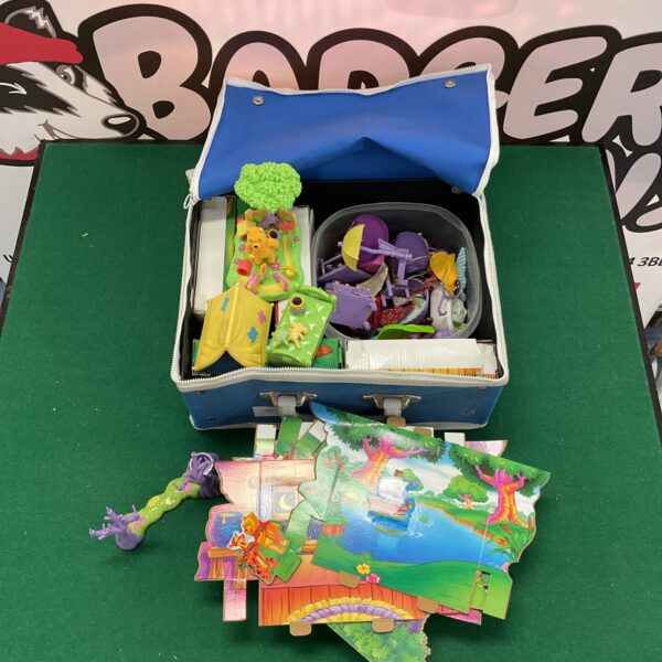 Open vintage Disney Winnie the Pooh playset with figures.