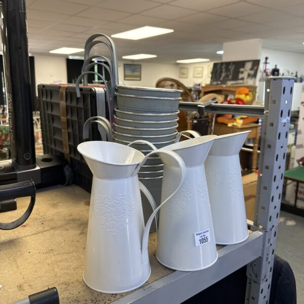 Lot of three vintage milk churn style metal planters.
