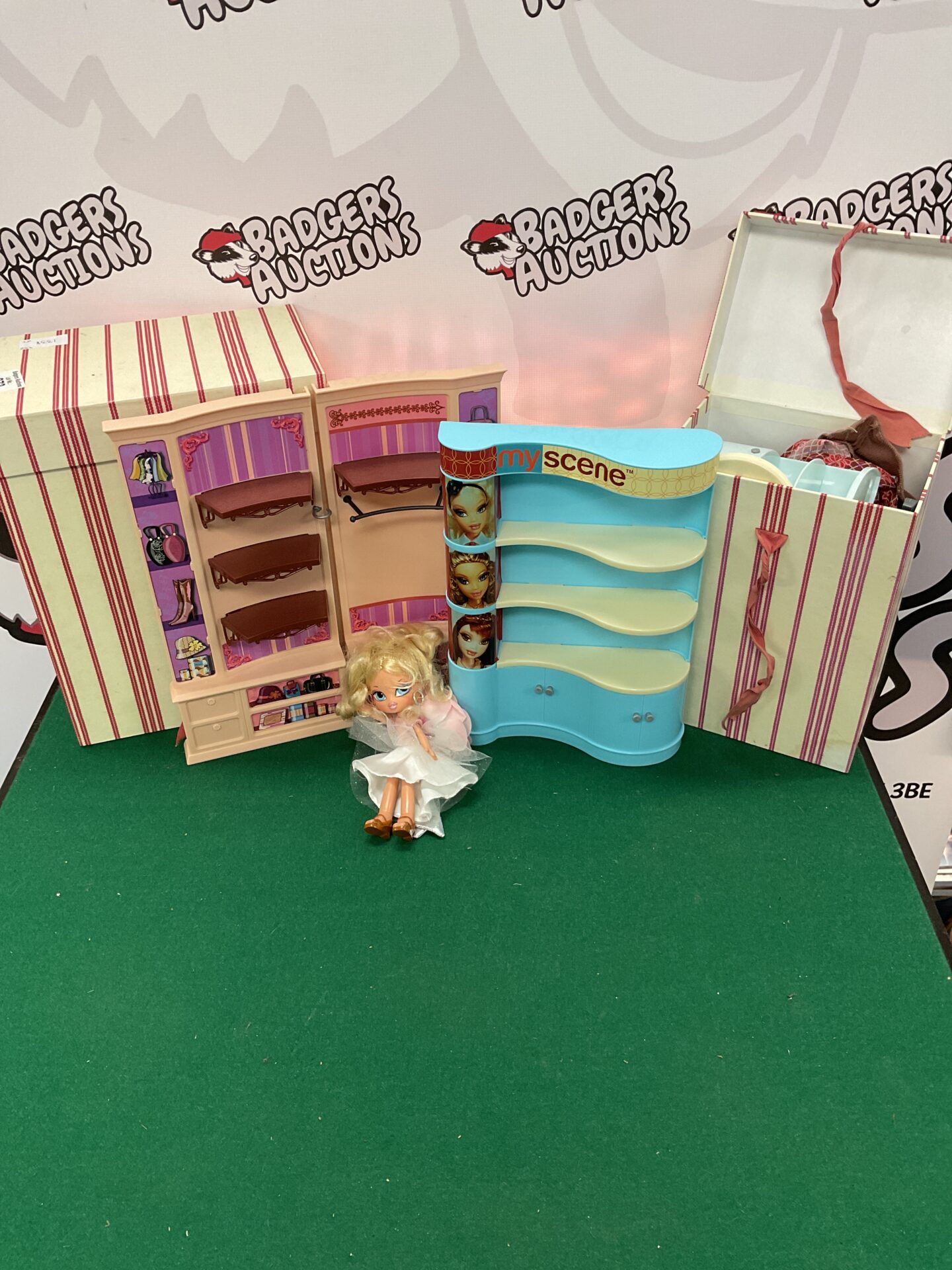 373 2 boxes of assorted mattel myscene play set items