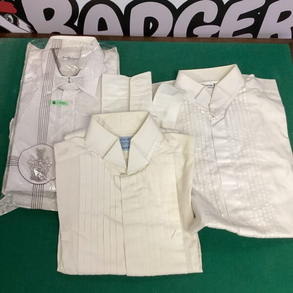 Designer dress shirts from YSL, Dior, and Harrods in a lot.