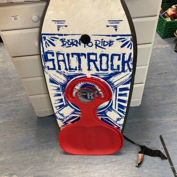 Vibrant boogie board, model 393, for beach and water sports fun.