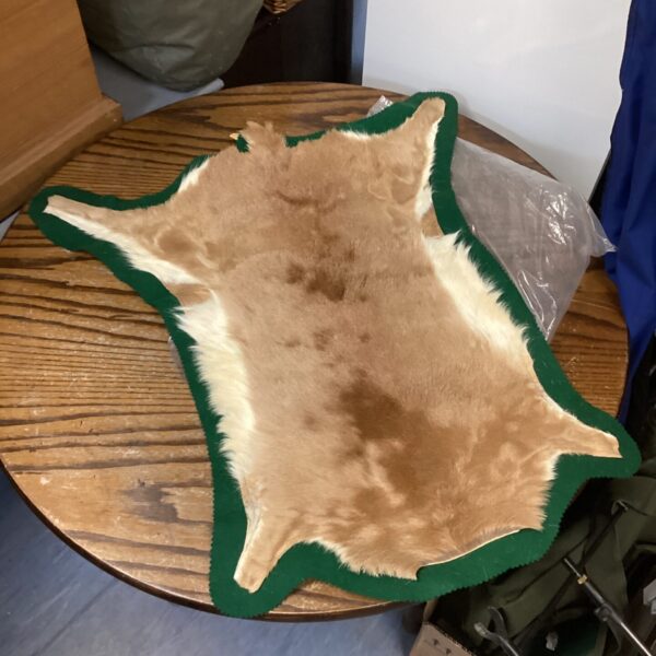 Authentic Botswana African rug with green felt border.