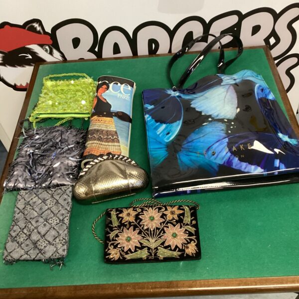 Collection of ladies handbags including Ted Baker style designs.