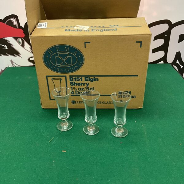 Box of 4 dozen vintage sherry glasses, model B151.