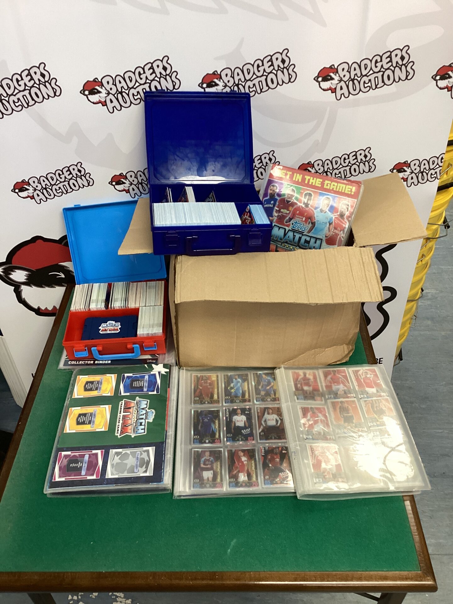 574 Large collection of match football tading card & card holder presentation boxes